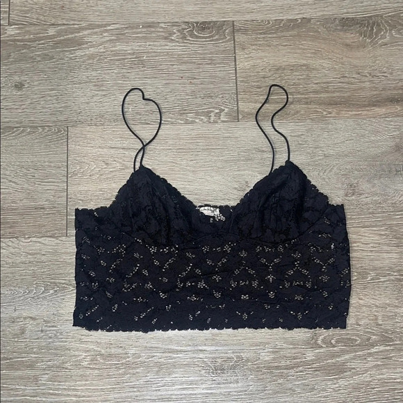 Free people intimately black lace size medium Black Lace Crop Top - Picture 1 of 5